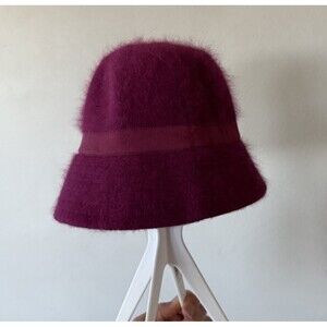 GAP Pink Knit Rabbit Hair Wool Cloche Bucket Winter Hat S/M Vintage Small Medium